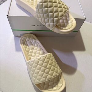 APL Quilted Slide Sandals in Cream